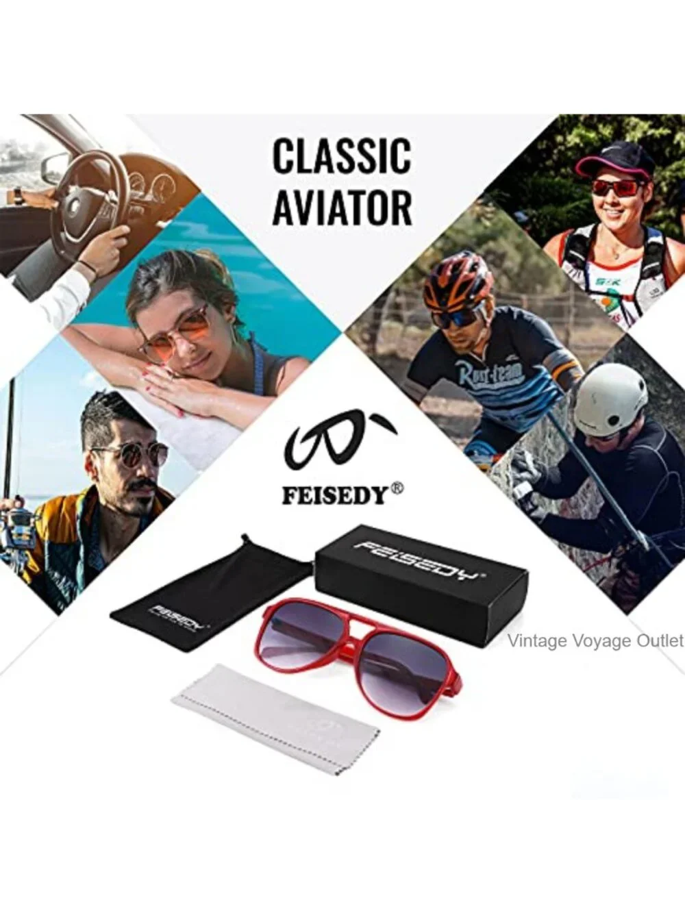 Vintage Retro Plastic Aviator Sunglasses UV400 Protection Square Frame